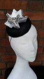 Cracked black and White flower headband